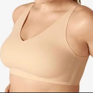 Ruby Ribbon Nude Beige V-Neck Second Skin Demiette Bra 40 Wireless Bralette